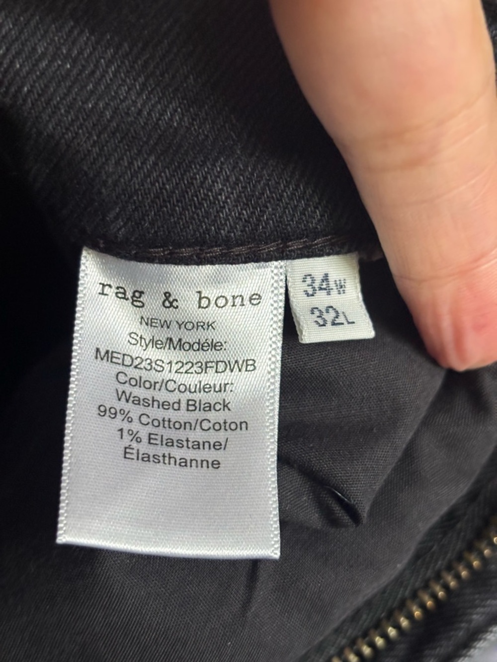 EUC rag & bone Fit 2 Slim Black Men's Jeans size 34x32 - Picture 7 of 11